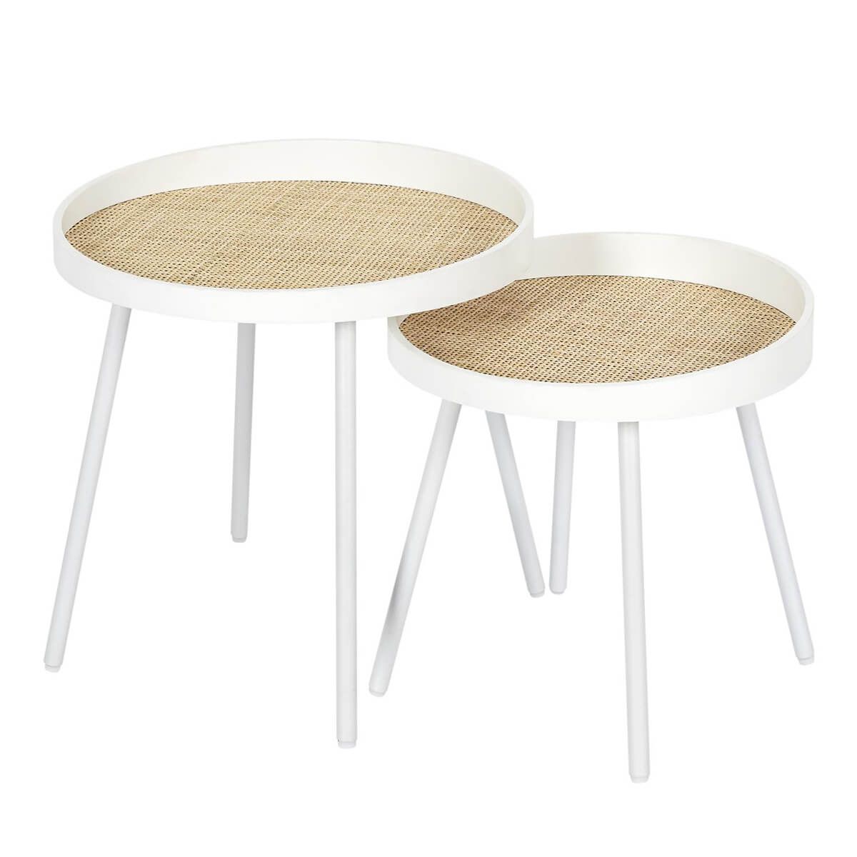 Table d'appoint Mileo blanche 60x60x45cm MDF et chêne