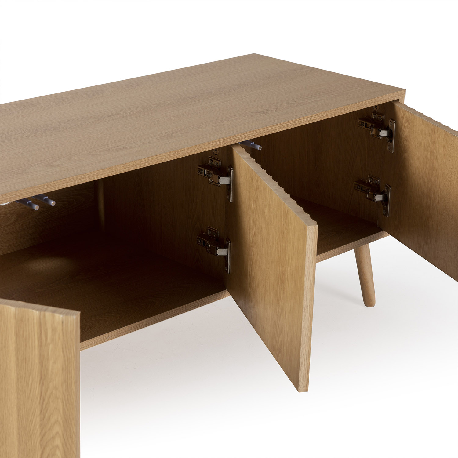 Meuble Tv Lluvia 4 Portes, Coloris Chêne, Longueur 160 Cm