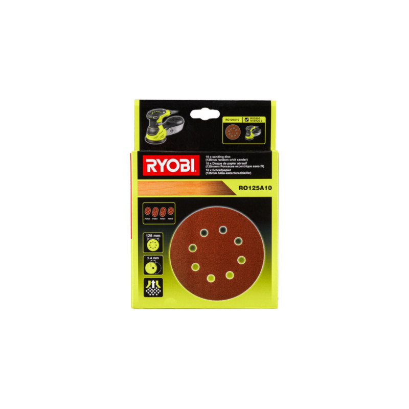 Pack Ryobi Ponceuse Excentrique Électrique Ros300a - 300w - Sac De Transport - 10 Di