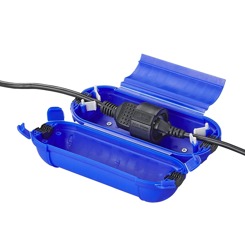 Boîtier De Protection Étanche Pour Protéger Raccords De Prises Schuko Bleu