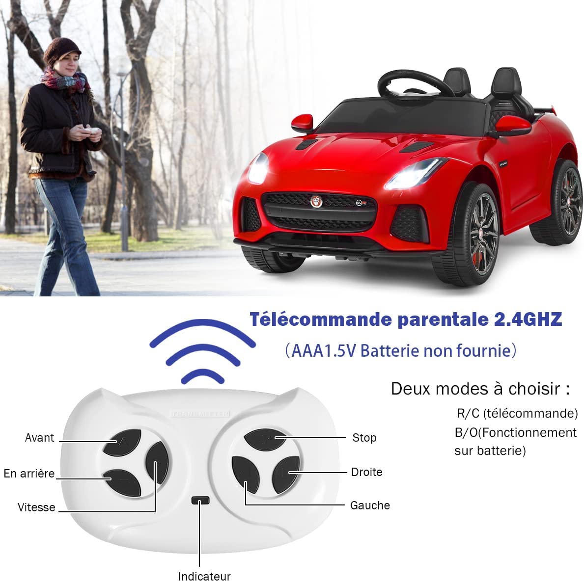 Voiture Électrique 12v Pour Enfants 3-8 Ans, Avec Télécommande 2.4g