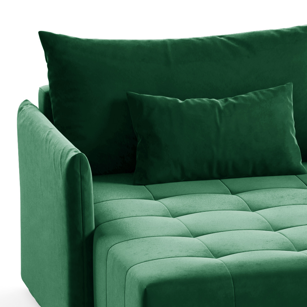 Canapé En U 5 Places Avec Coffre Nolan Velours Vert Sapin