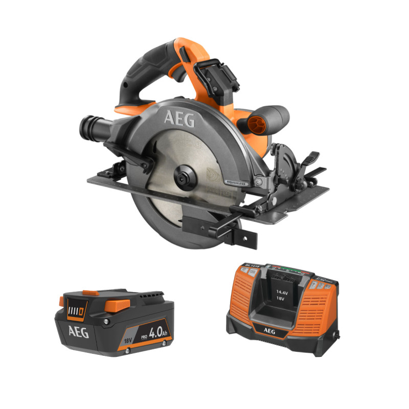 Pack Aeg 18v - Scie Circulaire Brushless 190 Mm - Batterie 4.0 Ah - Chargeur