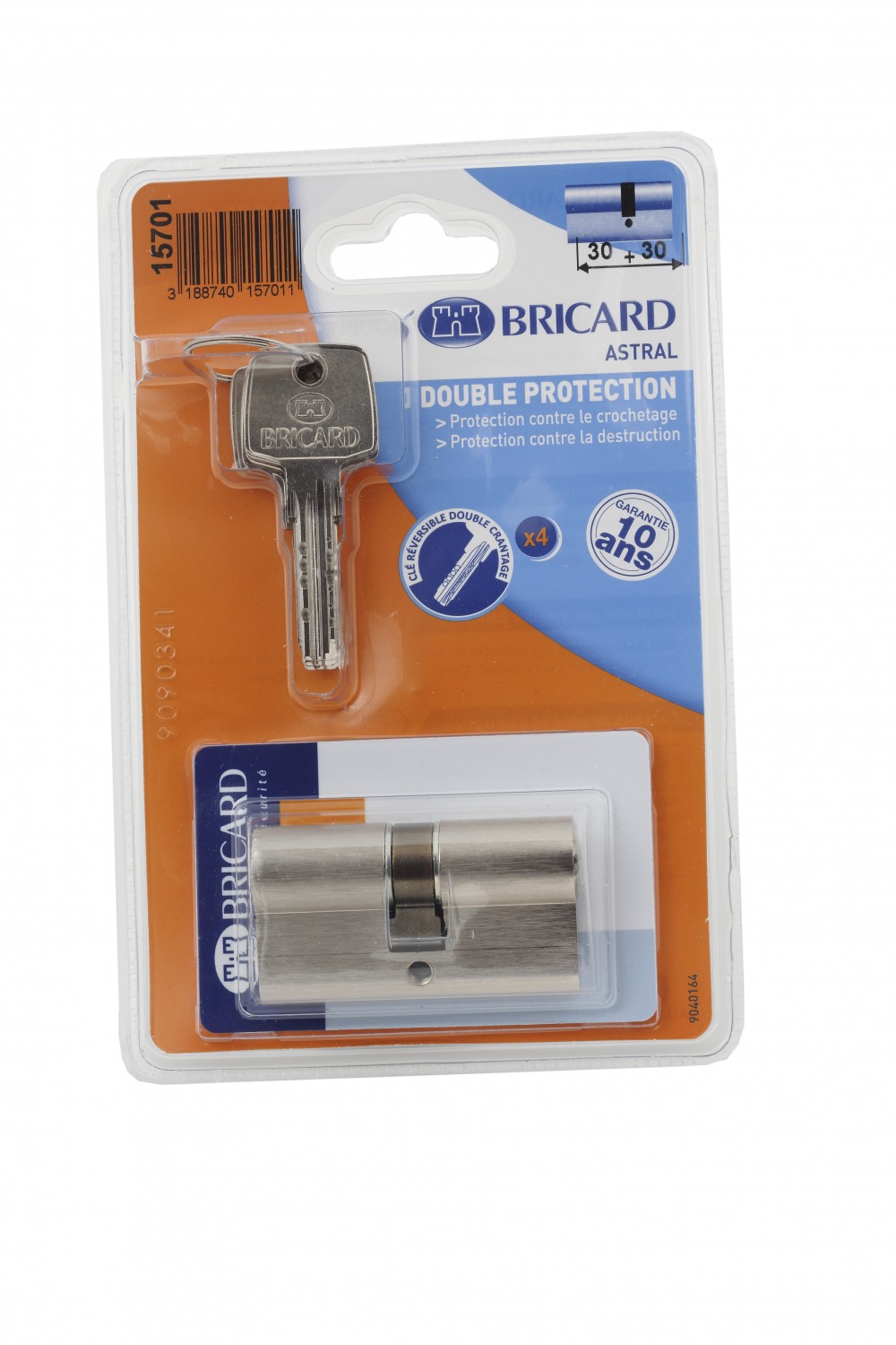Cylindre De Serrure Bricard Astral L.30 + 30 Mm