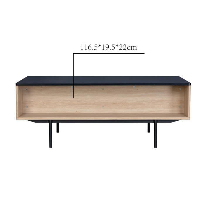 Memphis Table Basse 1 Tiroir - Décoir Bois Et Noir à Prix Carrefour
