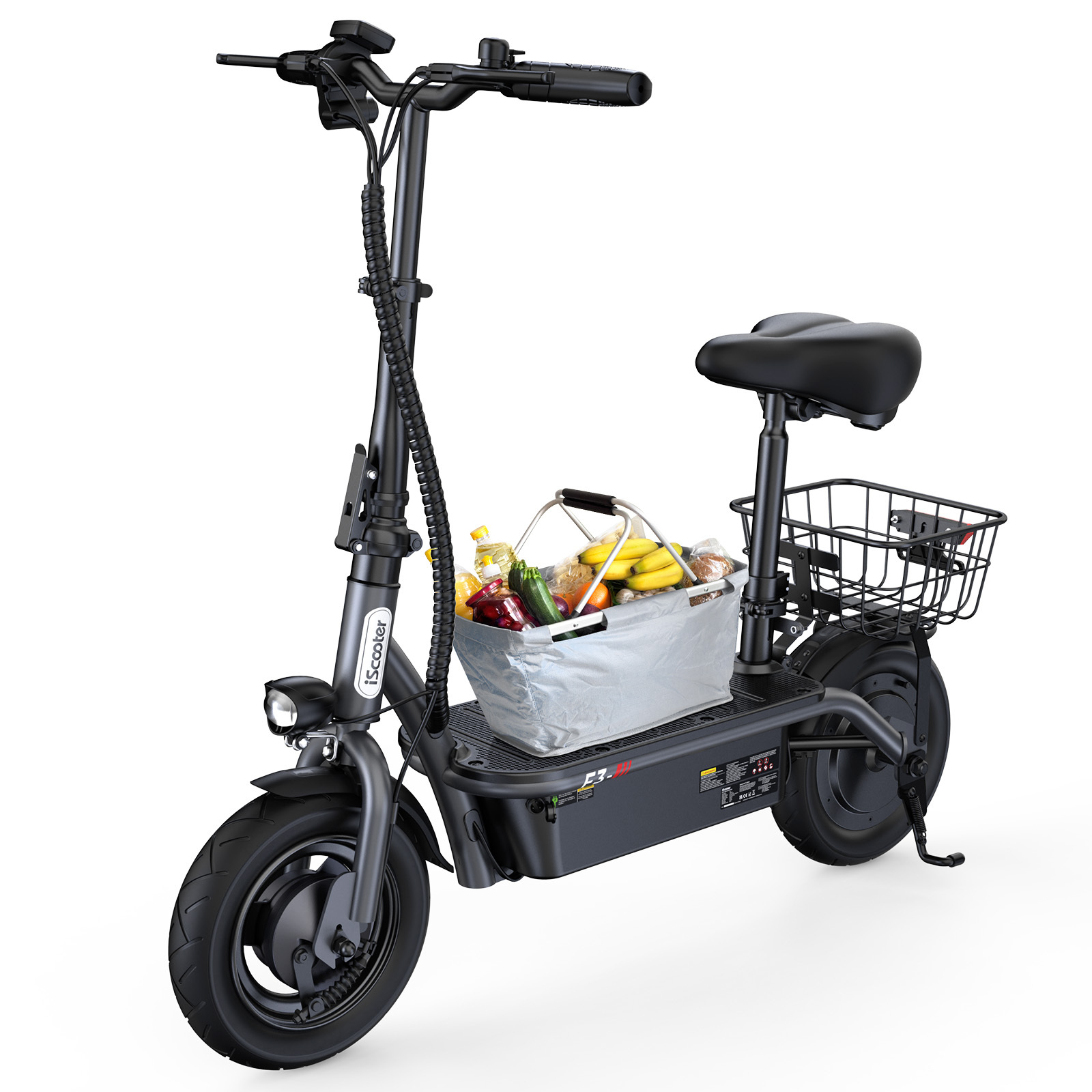 Trottinette Électrique Iscooter F3 Avec Siège Et Panier, 10", 48v 13ah
