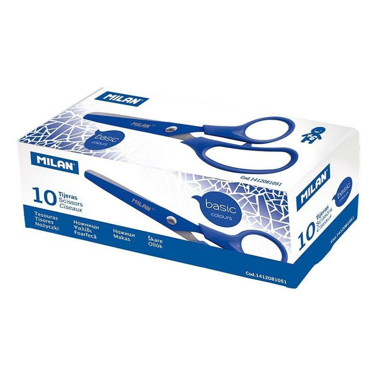 Ciseaux Milan Bleu Acier Inoxydable (10 Unités)