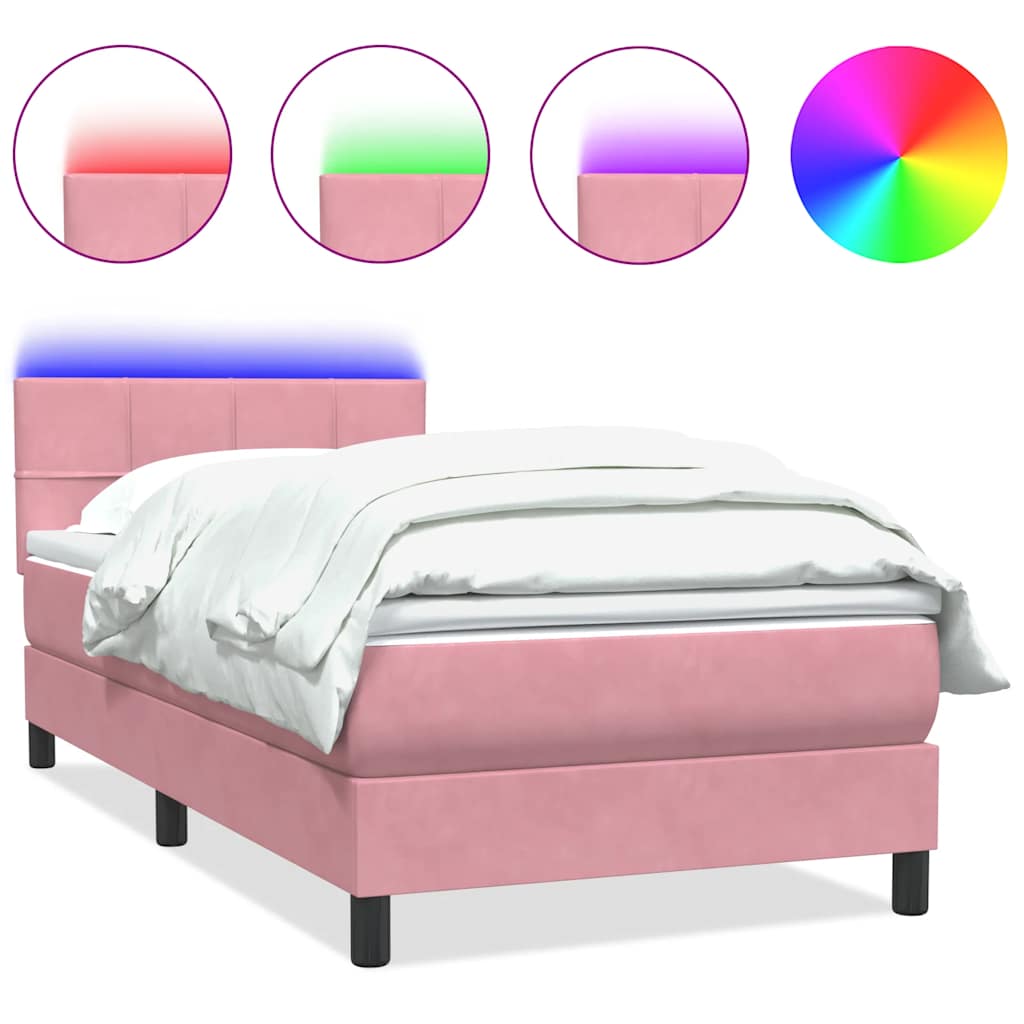 Sommier À Lattes De Lit Avec Matelas Rose 80x220 Cm Velours