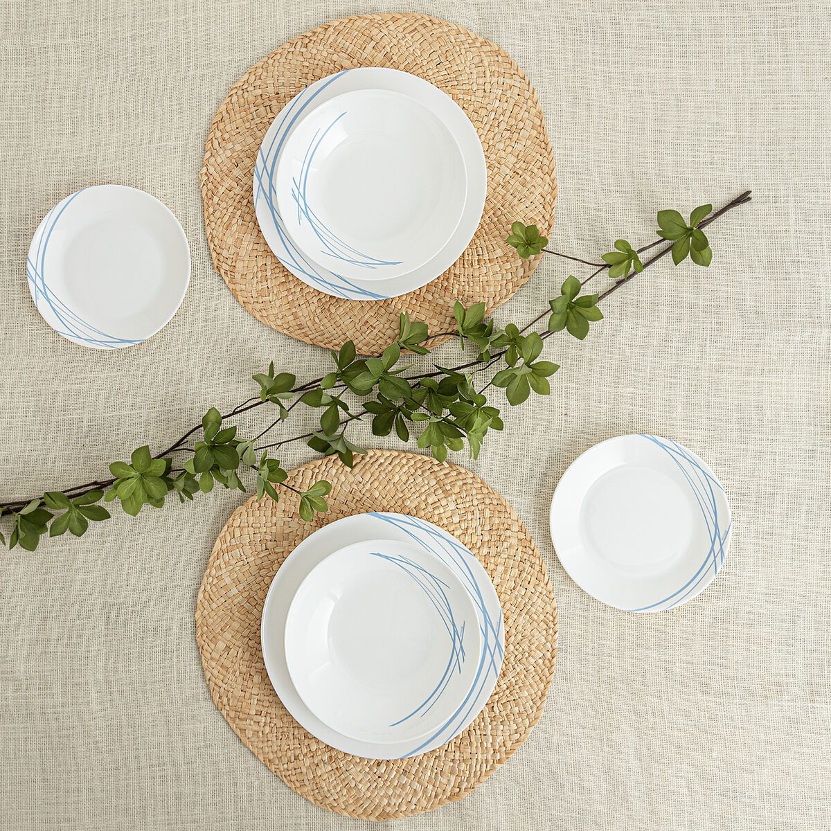 Service De Vaisselle Arcopal Domitille Bleu Verre 12 Pièces