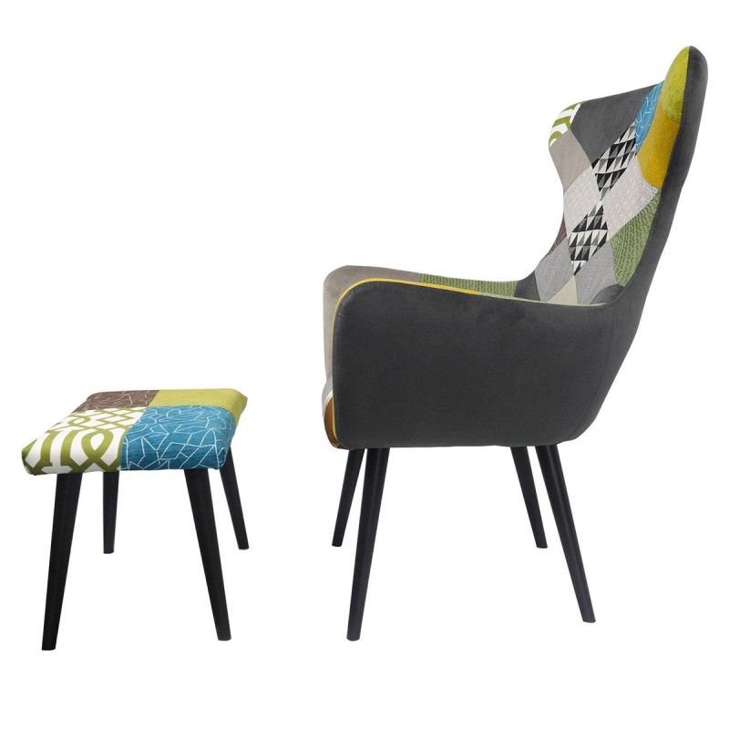 Paris Prix - Fauteuil & Pouf Patchwork "metry" 99cm Multicolore