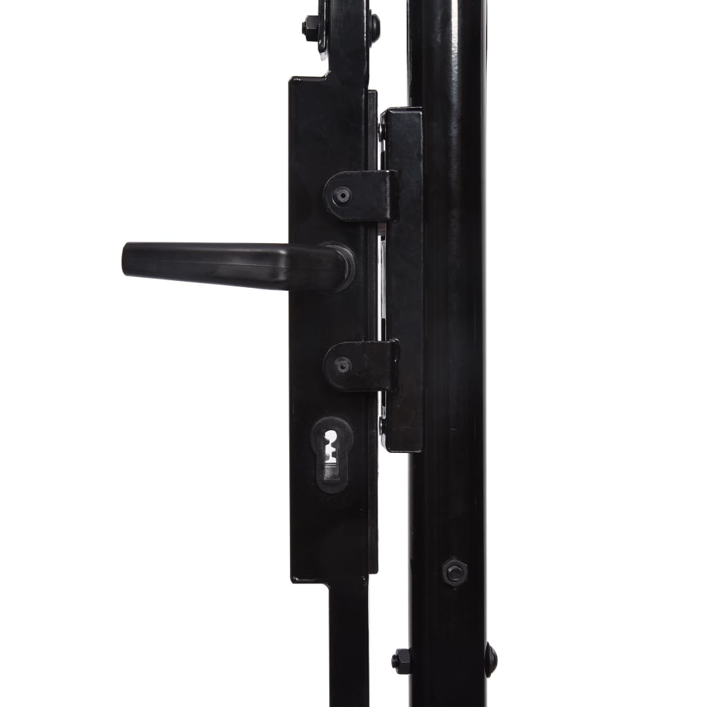 Portail De Clôture De Jardin Avec Dessus Arqué Acier 2x5 M Noir