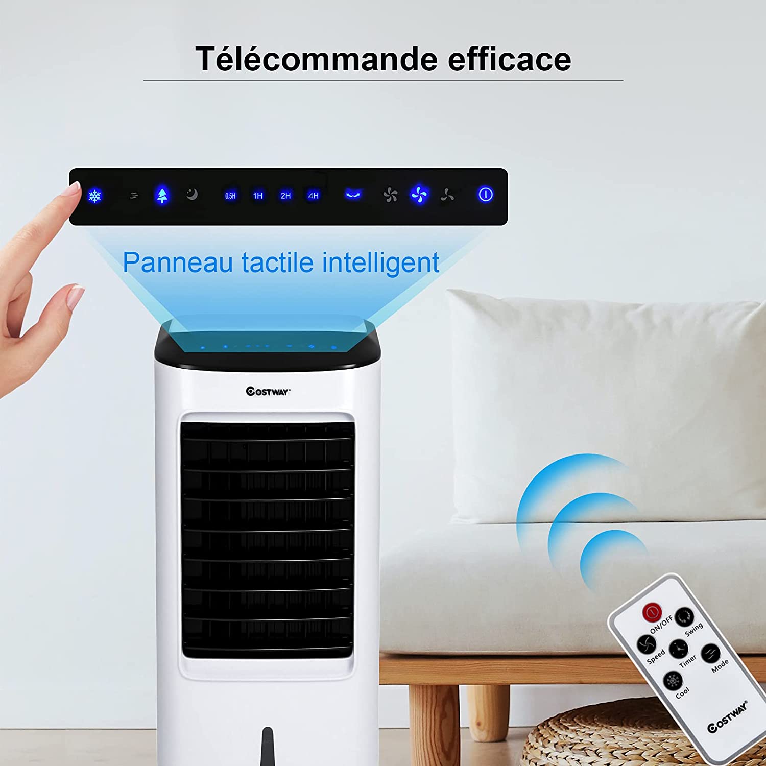 Costway Climatiseur D'air Mobile 3 En 1 Avec Télécommande 65w Minuterie