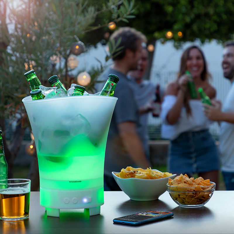 Innovagoods Seau À Glaçons Led Avec Haut-parleur Rechargeable Sonice Pp
