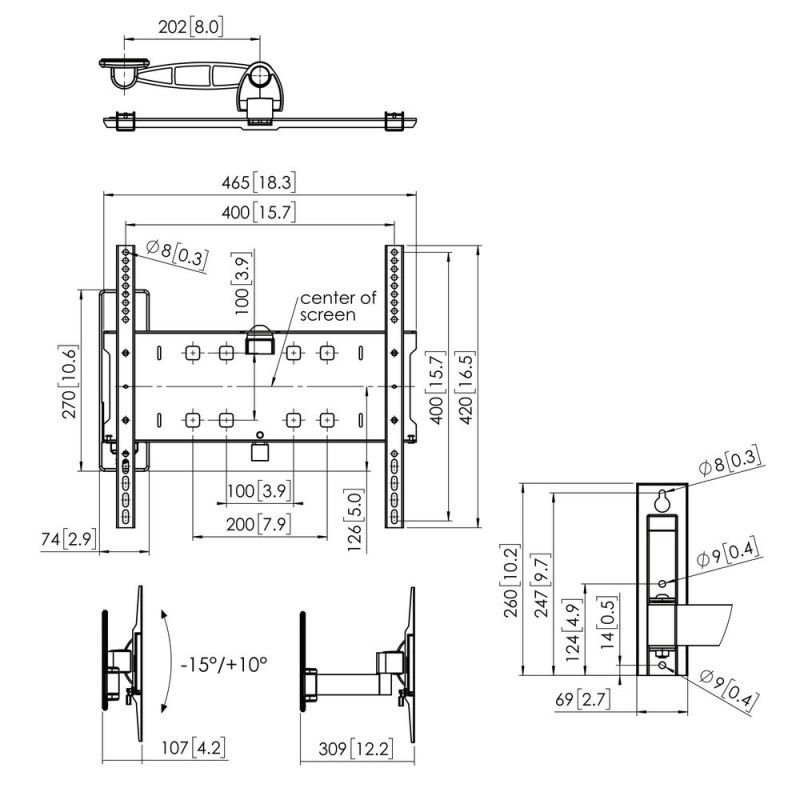 Vogels Pfw 3030 Écran 32-55 Support Mural, Pivotant 120°