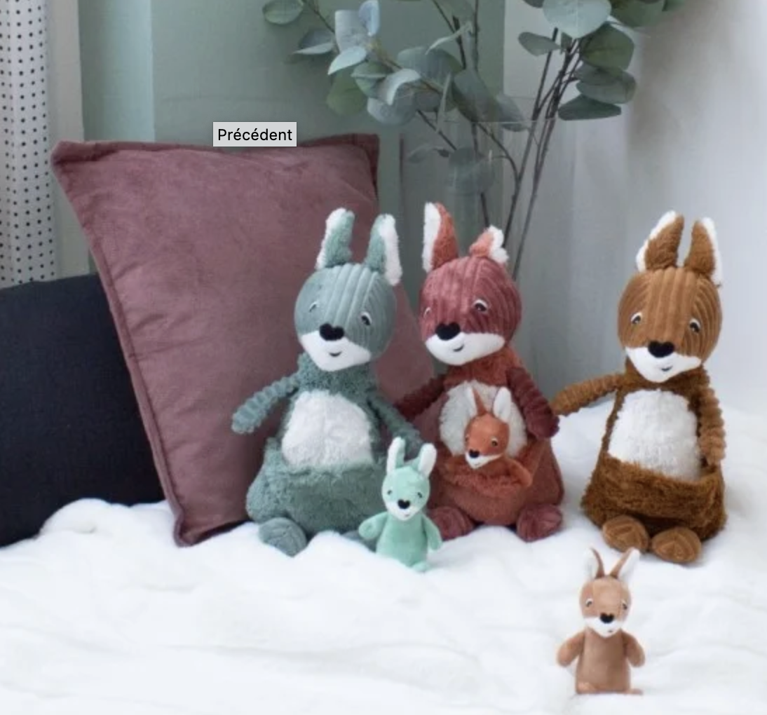 LES DEGLINGOS - PTIPOTOS - GROBISOU le Rhinocéros - Peluche Toute Douce -Idéal Cadeau Naissance - 25cm - Bleu