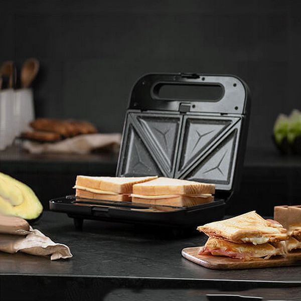 Machine à Sandwich Et Grill JANZU - Plaques Antiadhésives En Alliage D'aluminium - Poignée En Bois - Pour Sandwichs, Gaufres, Grill