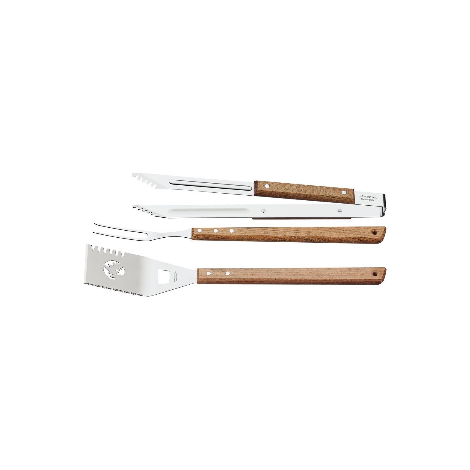 Kit D'ustensiles Barbecue Churrasco, 3pcs, Inox Et Bois Tramontina