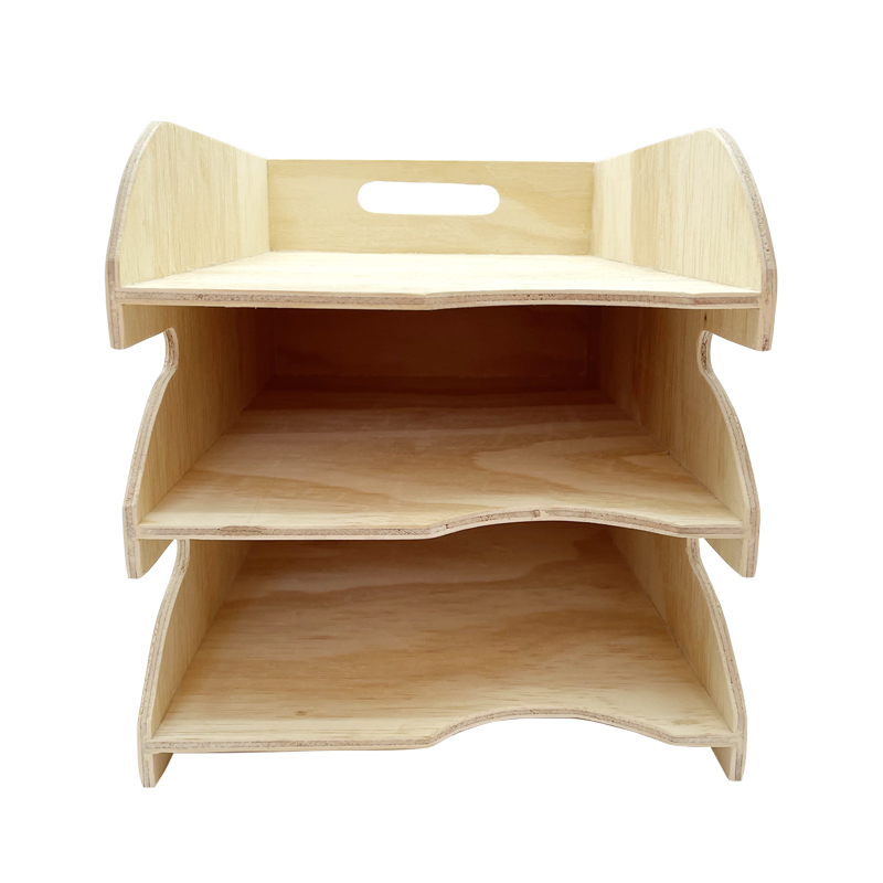 3 Tier A4 Storage Paper Tray - Natural- Wood