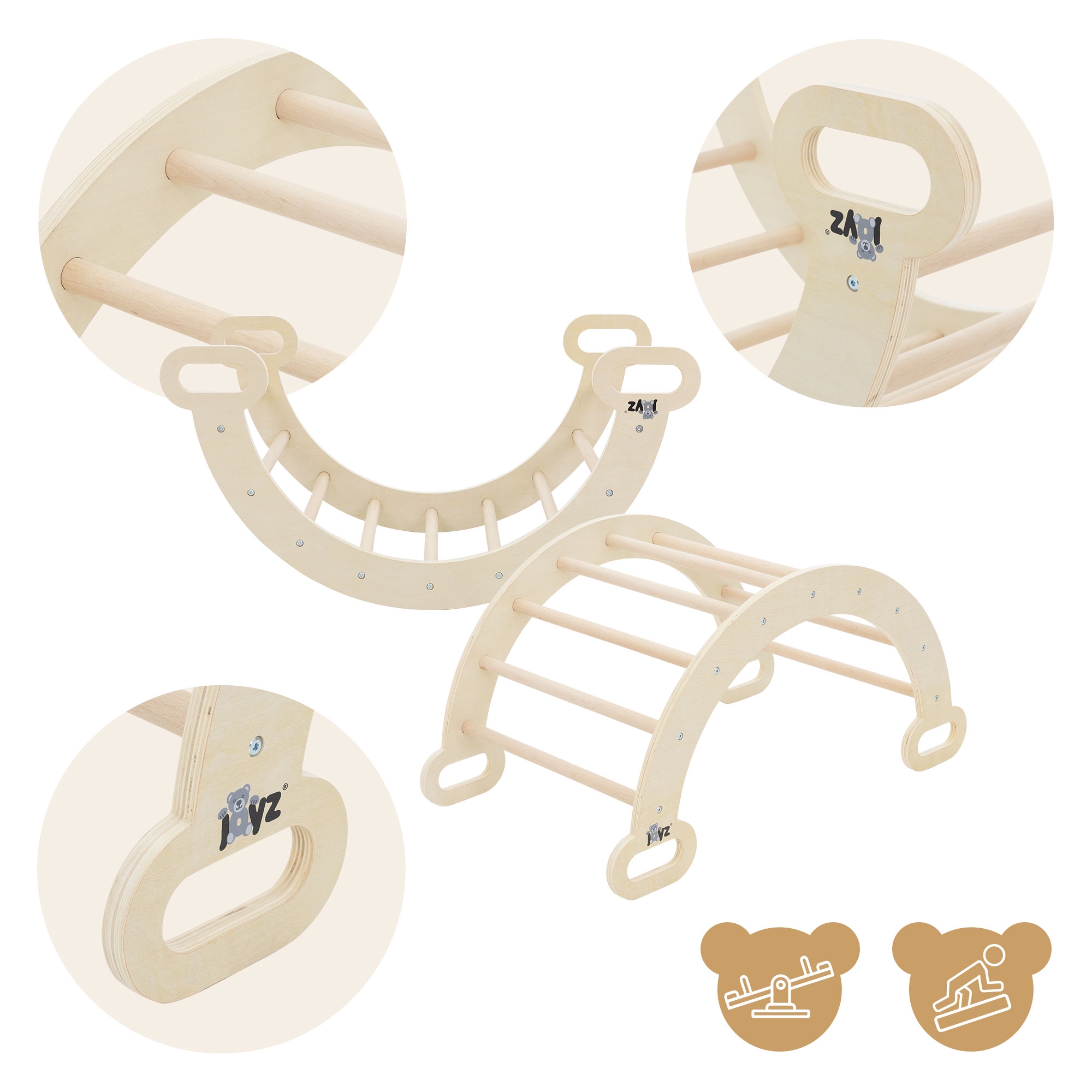 Triangle D'escalade D'enfants + Toboggan Bois Naturel Jouet Motricité Montessori à Prix Carrefour