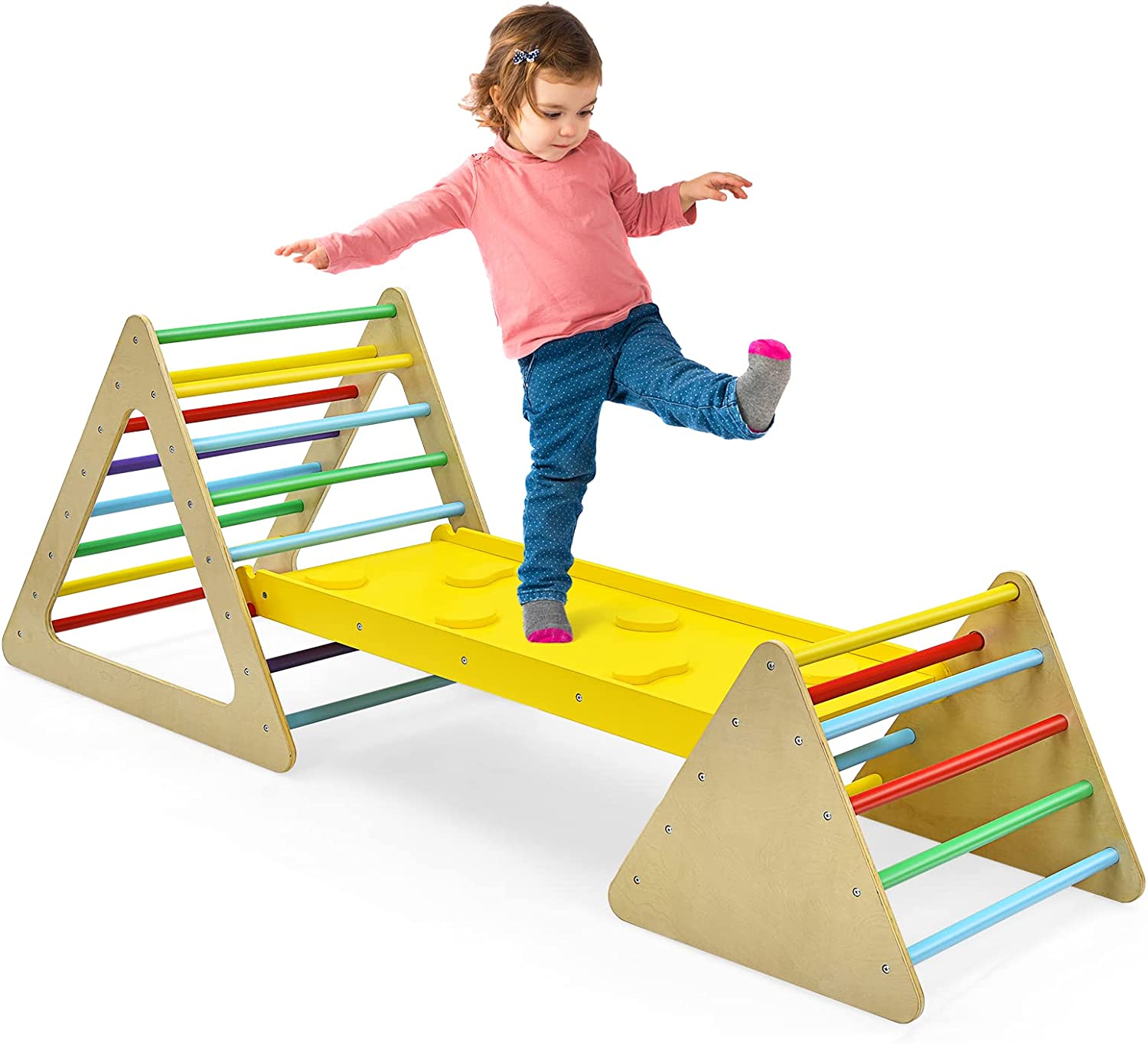 Triangle D'escalade 3-en-1 Pour Enfants Avec 2 Échelles Triangle