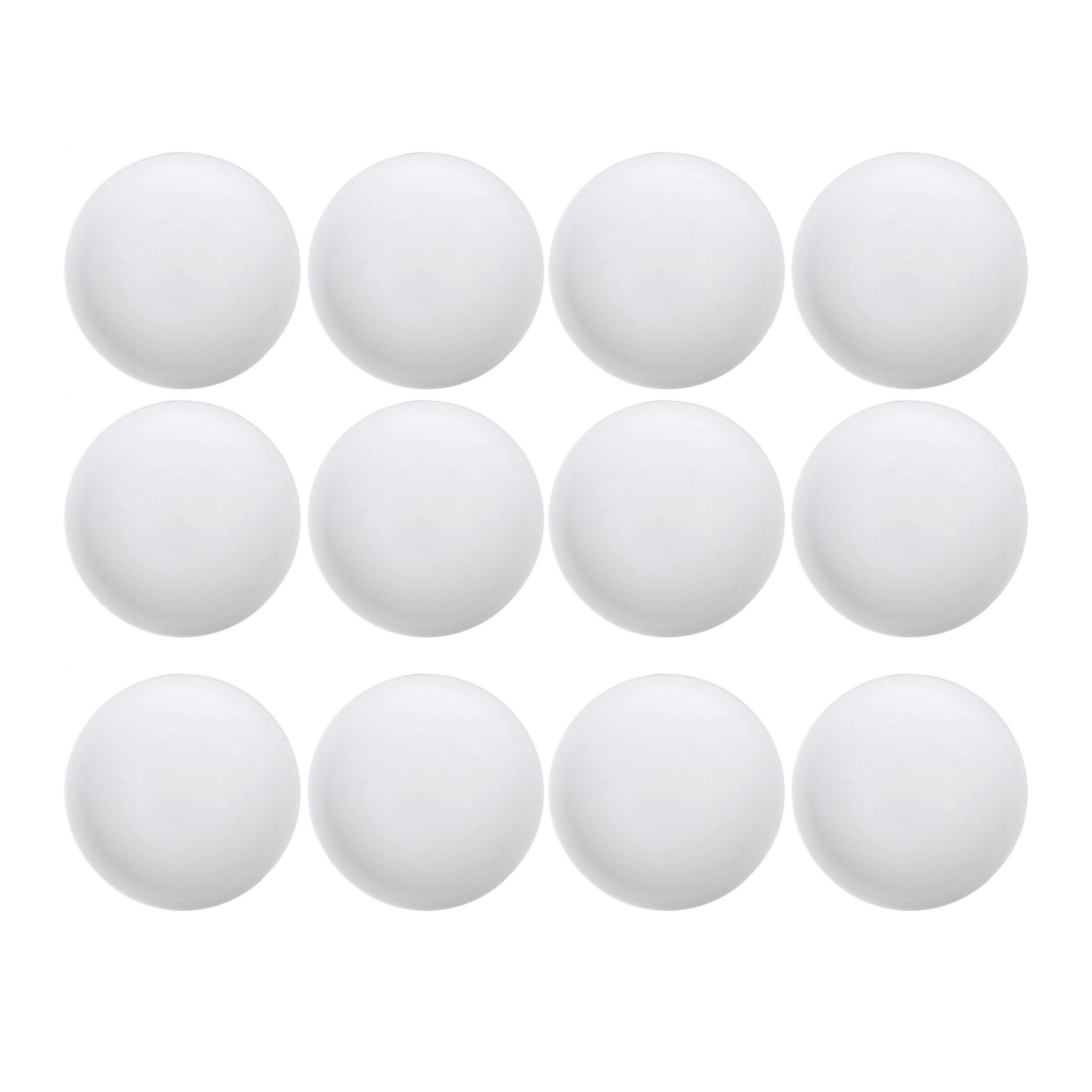 Pack Des 12 Assiettes Rondes, Plates Et Empilables, Llona, Plat En Porcelaine Blanche - 25 Cm