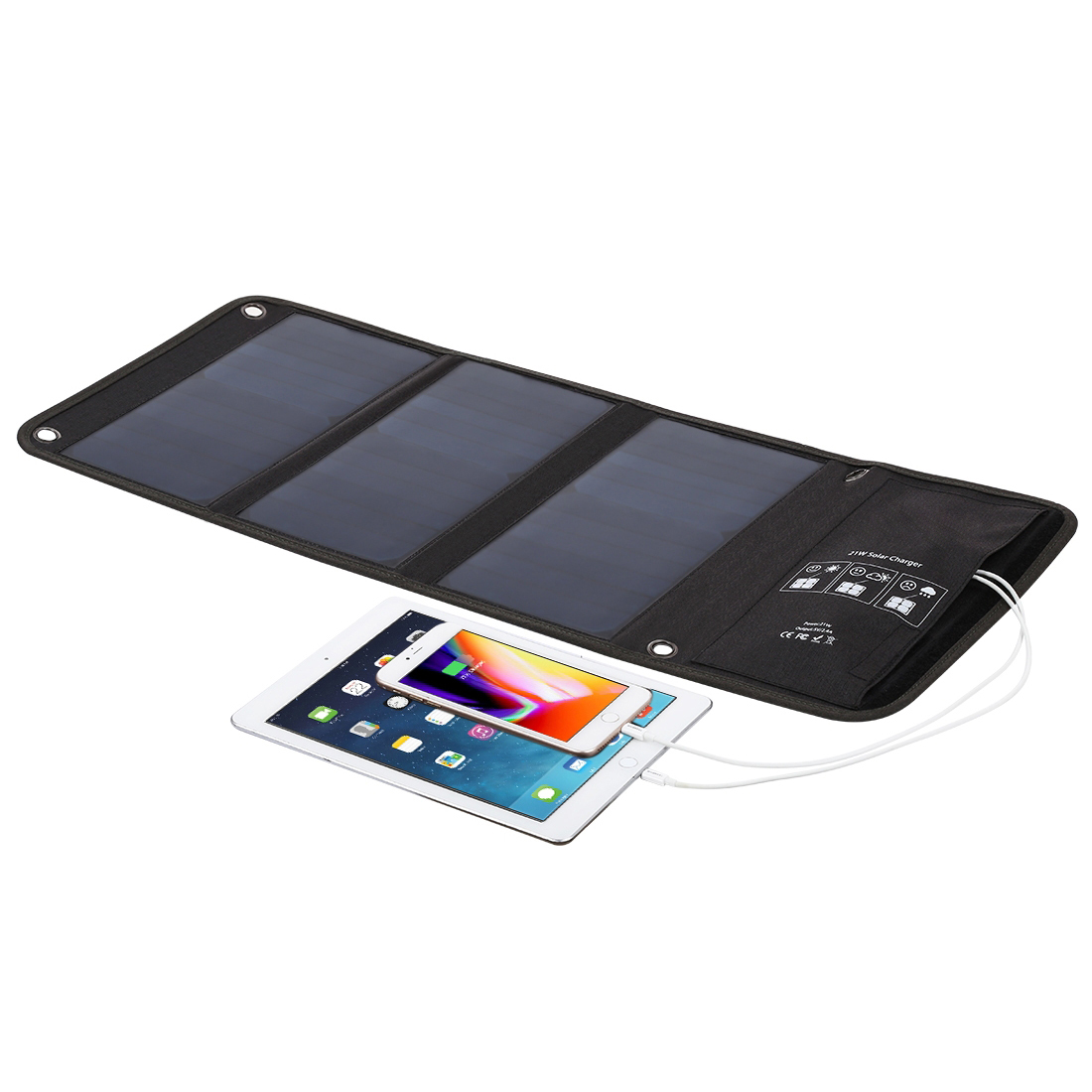 Chargeur Dual Usb Appareils Panneau Solaire Portable Pliable 21w Étanche Noir Yonis