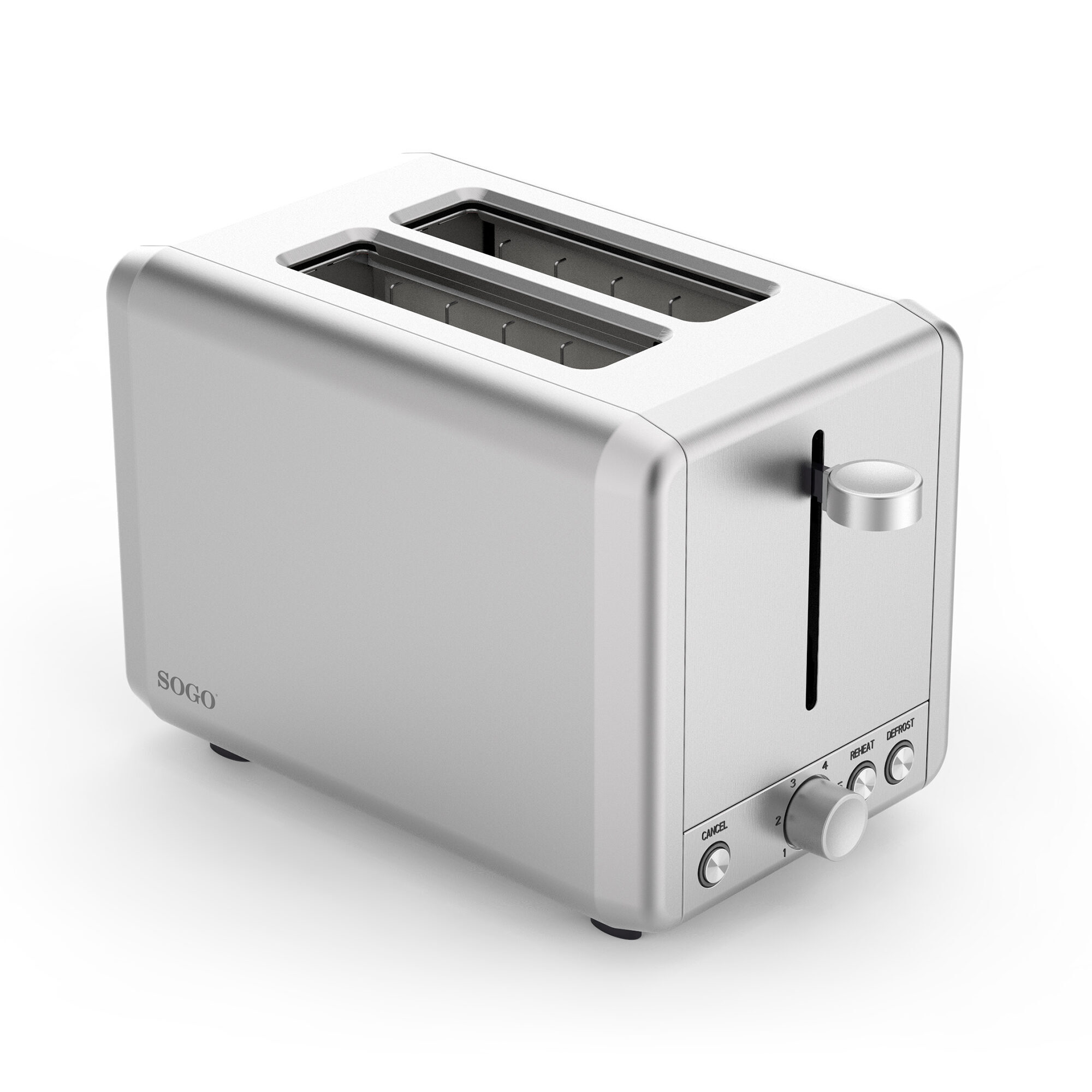 Image of SOGO Tostapane 2 Fette 925W – Acciaio Inox, Ampie Fessure, Scongelamento, Riscaldamento, Spegnimento Automatico, Vassoio Raccogli Briciole